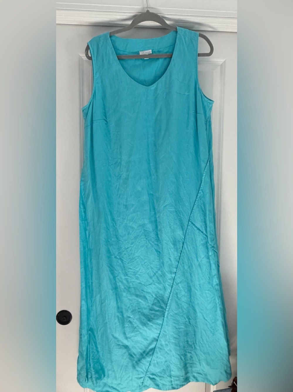j Jill love linen Sleeveless Turquoise A-Line Maxi Dress wrap look 1 xl